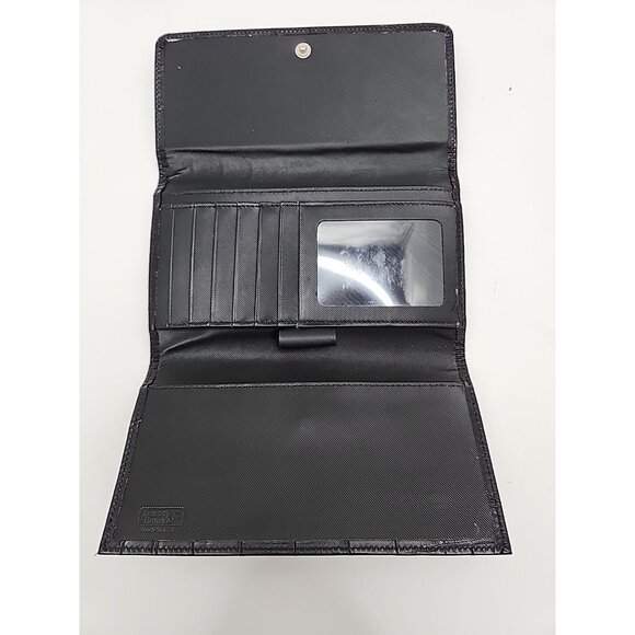 Vintage Dooney & Bourke Reptile Pattern Leather Trifold Checkbook Wallet Black - Picture 4 of 6